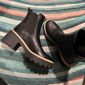 DV by Dolce Vita Black Ankle Boots with Chunky Sole